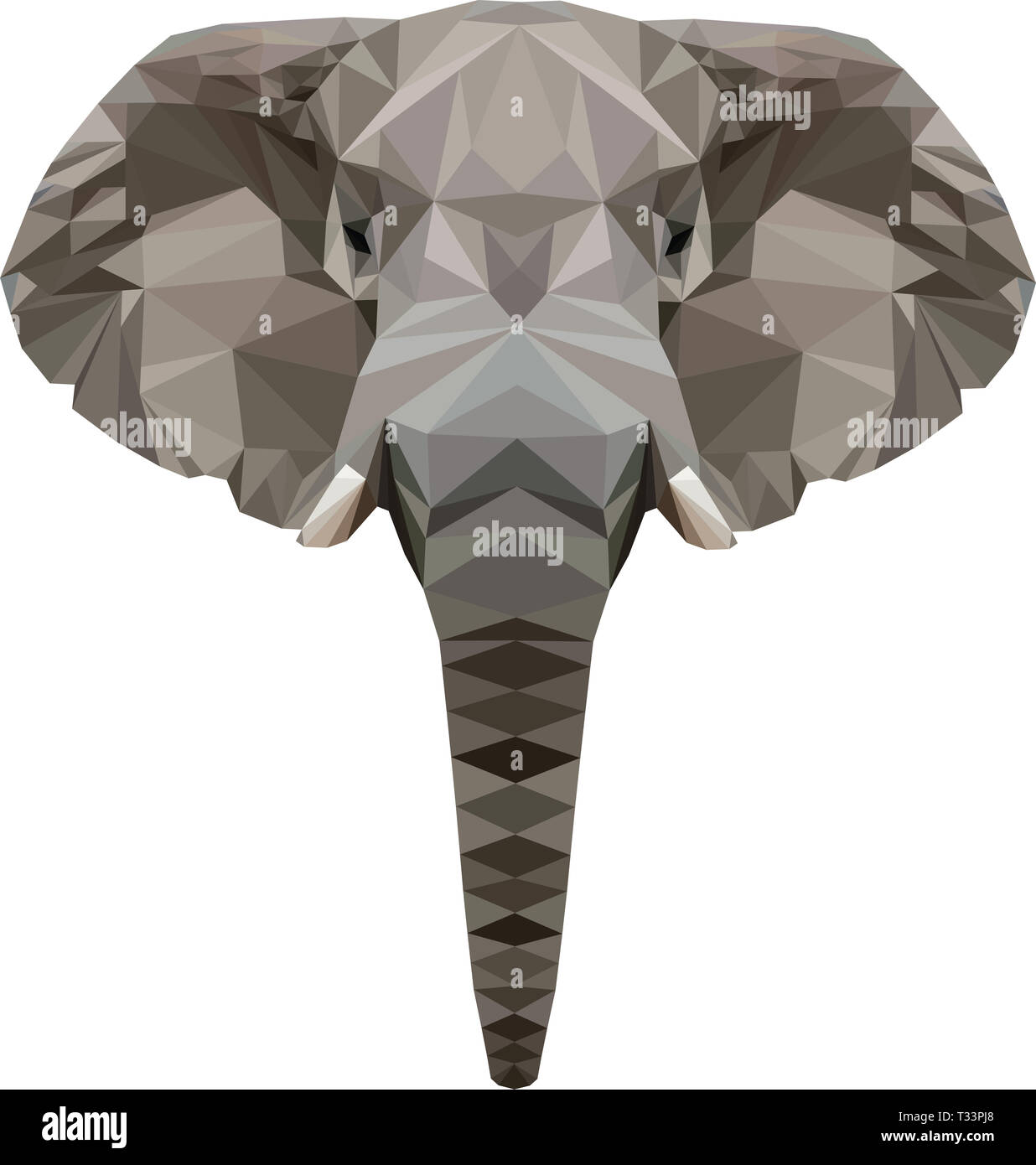 Low poly illustration d'une tête de l'éléphant d'Afrique ; partie de la Big Five Afrique Banque D'Images