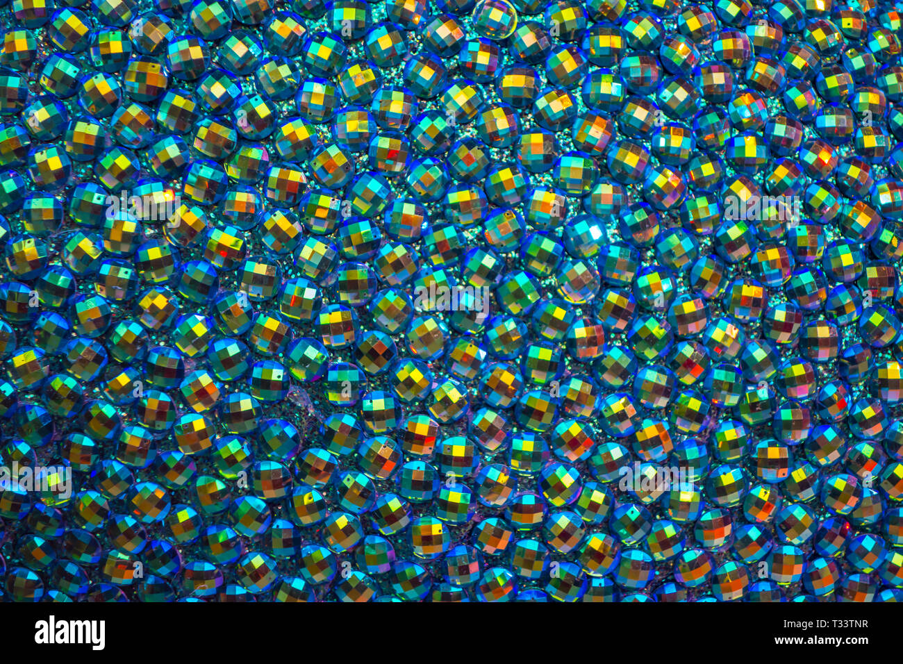 Teal blue rhinestone avec motif et texture haute brillance Banque D'Images