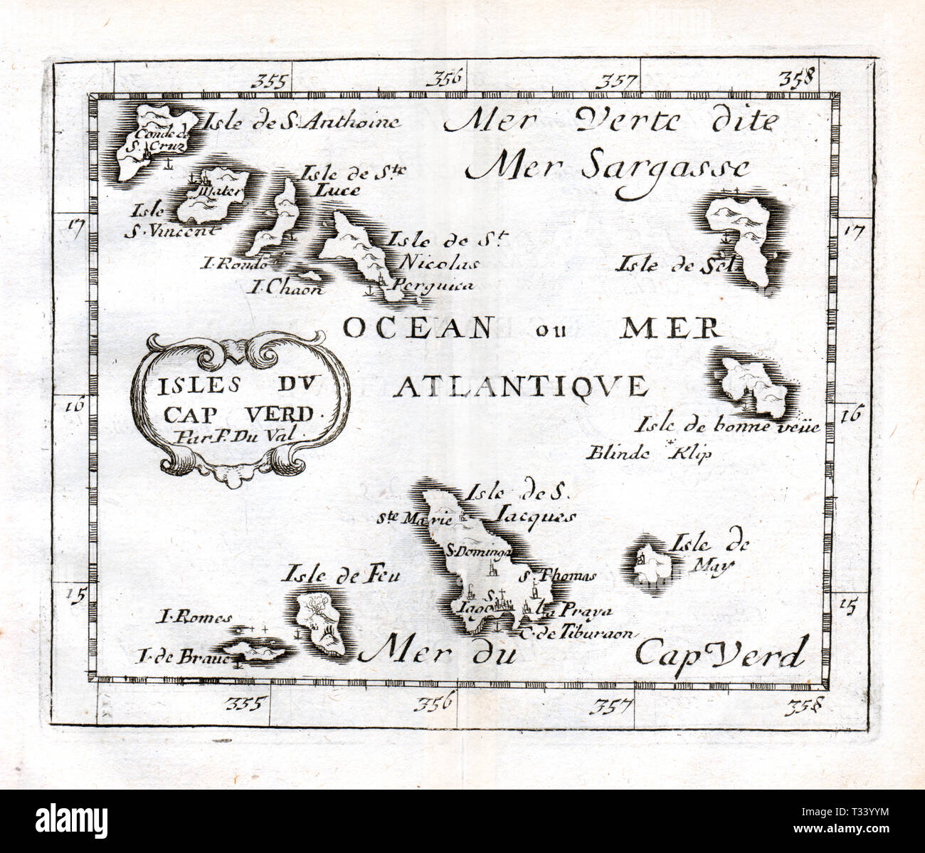 Carte Historique Reproduite - Îles Du Cap Vert Par Blaeu 1667 - Format 23x29,35 Cm - Vintage