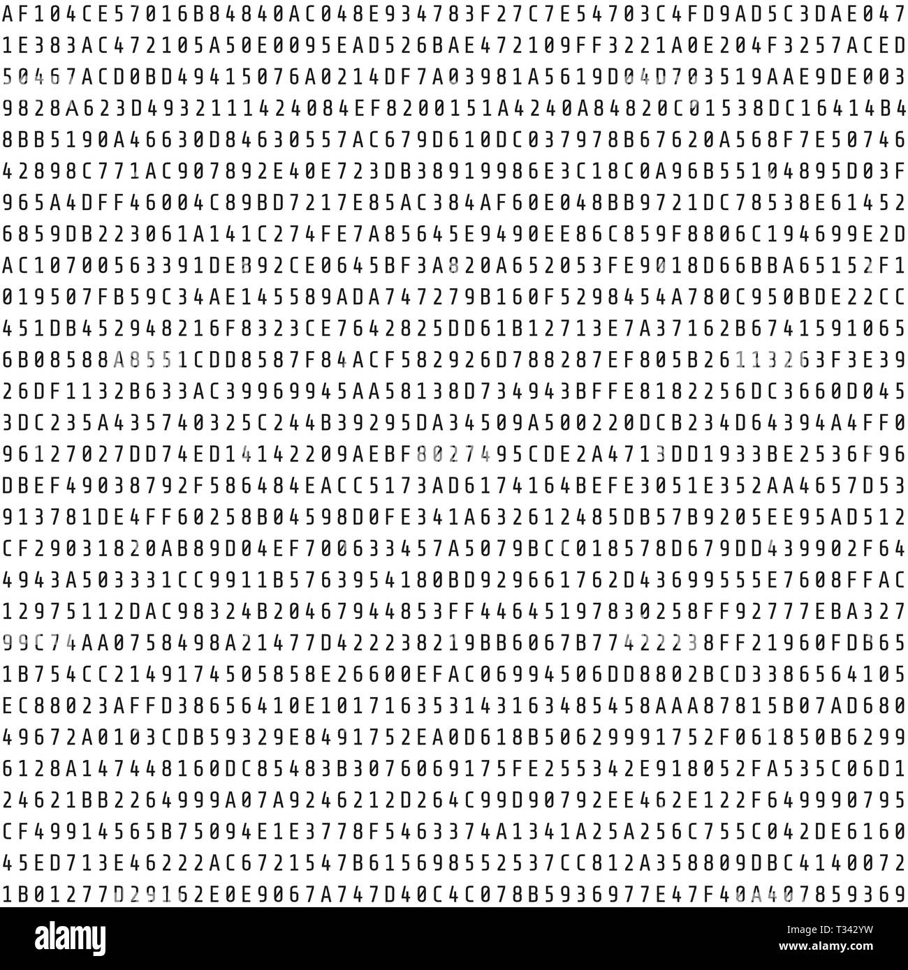 Le code hexadécimal aléatoire flux. Résumé de l'élément de données numériques. Arrière-plan de la matrice. Vector illustration isolé sur fond blanc Illustration de Vecteur