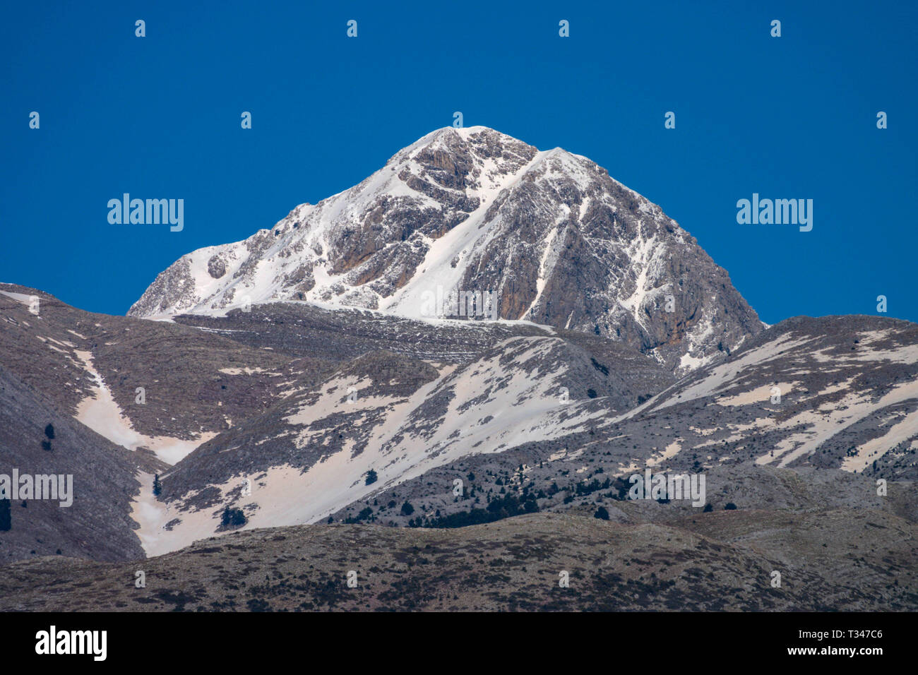 La neige sur le Mont Taygète, printemps, printemps, Peleponnese, grèce, grec Banque D'Images