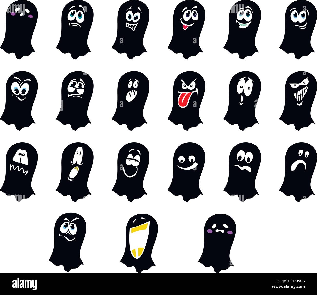 Cute ghost silhouettes. Jeu d'Halloween Illustration de Vecteur