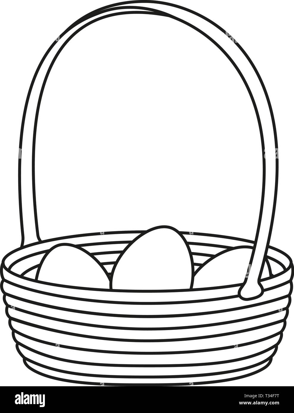 Les dessins au trait noir et blanc panier en osier d'oeufs Illustration de Vecteur Les dessins au trait noir et blanc panier en osier d'oeufs Illustration de Vecteur