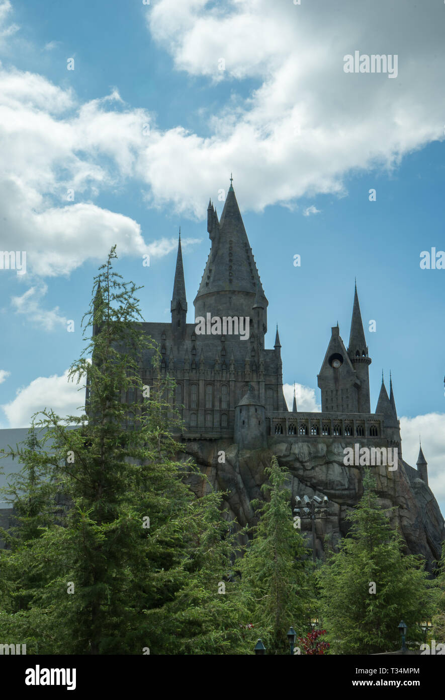 Parc à thème Universal Studios, Château de Poudlard, Harry Potter, Hollywood, Californie, USA Banque D'Images