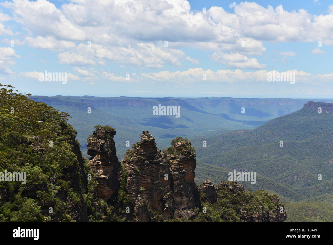 Trois sœurs rock, Blue Mountains National Park, New South Wales, Australie Banque D'Images