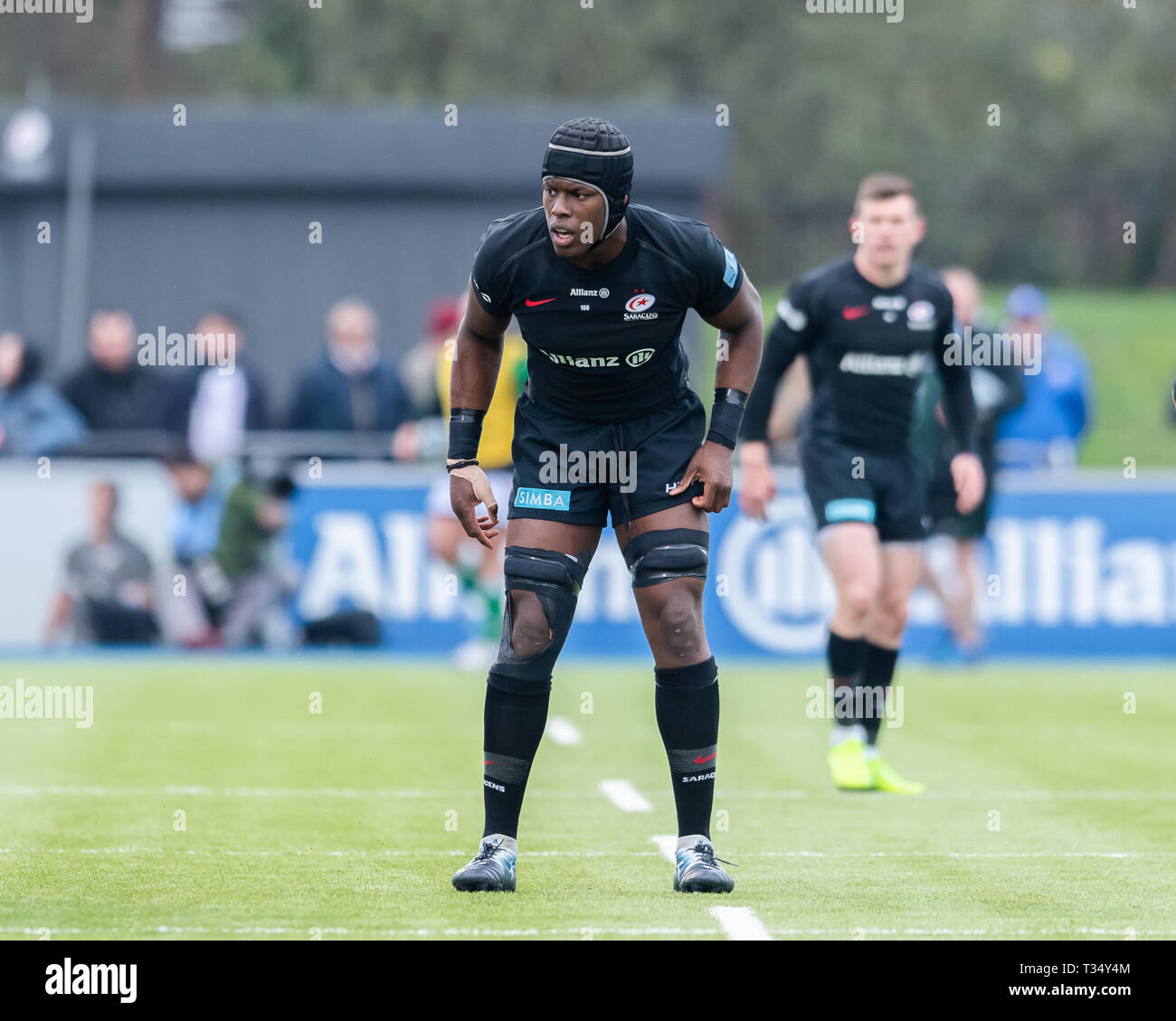 Londres, Royaume-Uni. 06 avr, 2019. Maro Itojo de Sarrasins regardaient pendant Gallagher Premiership match entre sarrasins et Newcastle Falcons de Allianz Park le Samedi, 06 avril 2019. Londres en Angleterre. (Usage éditorial uniquement, licence requise pour un usage commercial. Aucune utilisation de pari, de jeux ou d'un seul club/ligue/dvd publications.) Crédit : Taka G Wu/Alamy Live News Banque D'Images