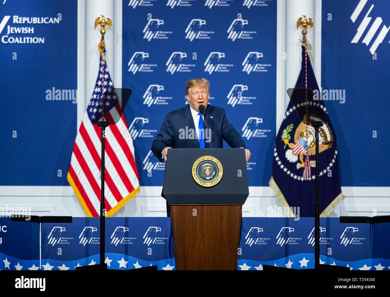 Las Vegas, USA. 6ème apr 2019. Le président Donald J. Trump photographié à la Coalition juive républicaine Réunion annuelle sur le leadership au Venetian Resort à Las Vegas, NV, le 6 avril 2019. Crédit : Erik Kabik Photography/media/Alamy Punch Live News Banque D'Images