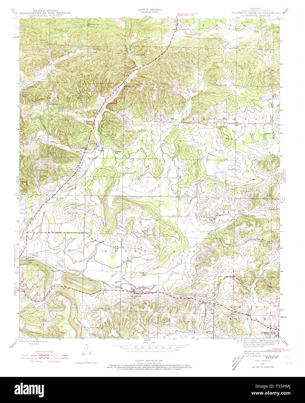 Carte TOPO USGS Arkansas AR Rock Soufre 2597071943 Restauration 24000 Banque D'Images