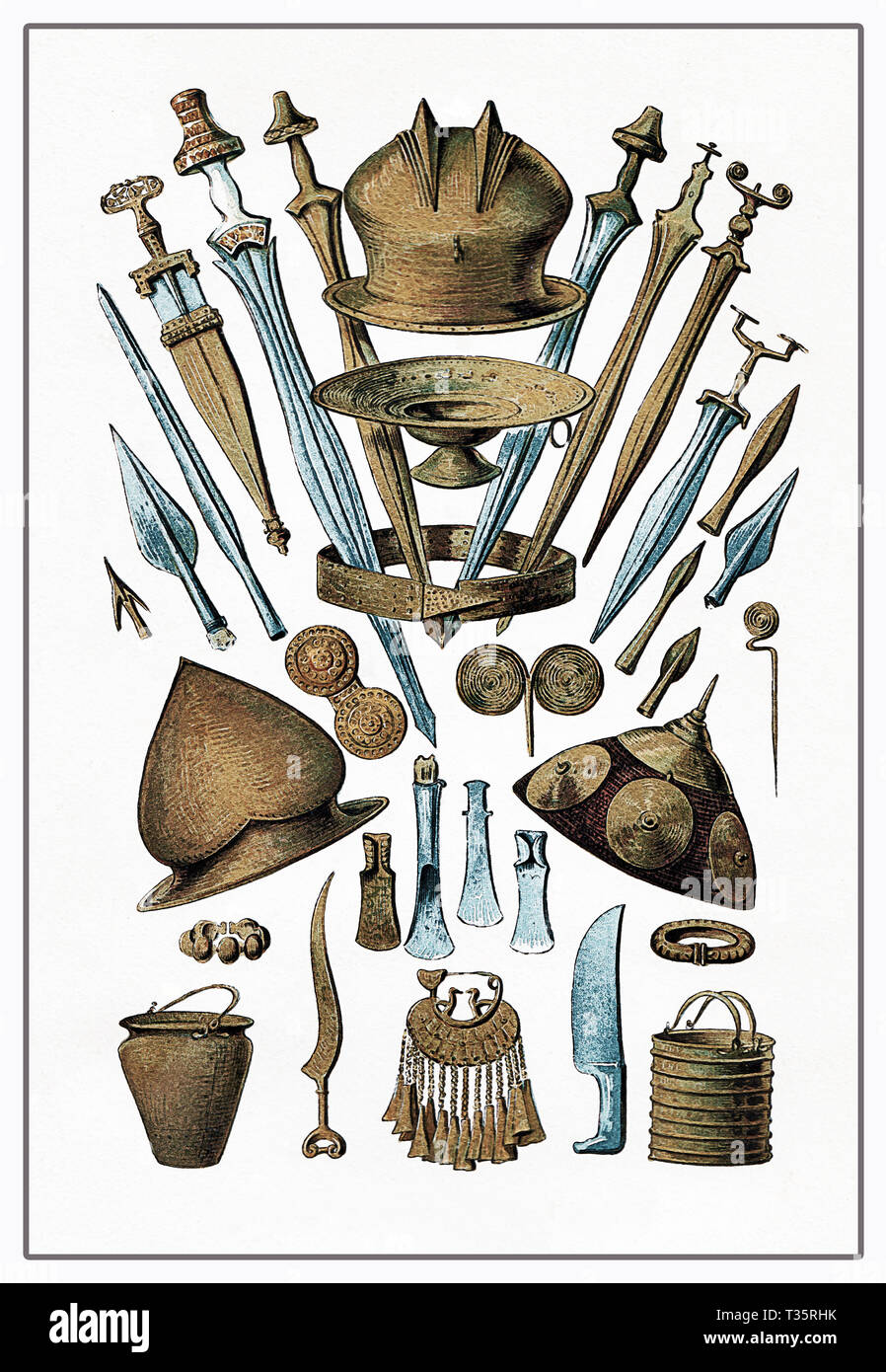 Outils, ornements et d'armes de l'âge du bronze en Europe depuis le site archéologique de Hallstatt en Autriche, ca. 1100 - 450 av. Banque D'Images