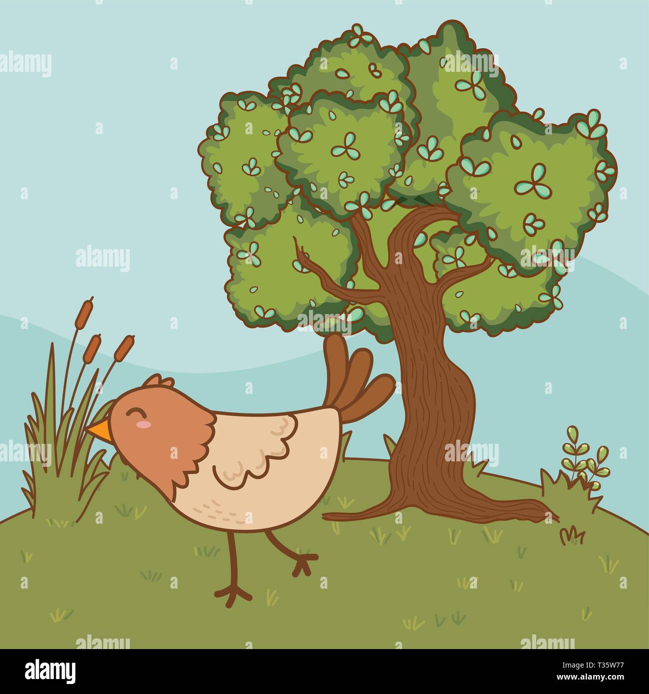 Petit animaux oiseaux à nature park cartoon vector illustration graphic design Illustration de Vecteur