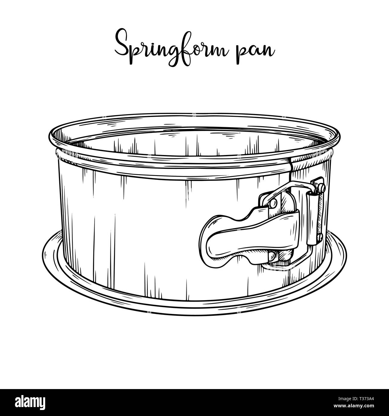 Plat de cuisson gâteaux croquis isolé sur fond blanc. Vector Illustration de Vecteur