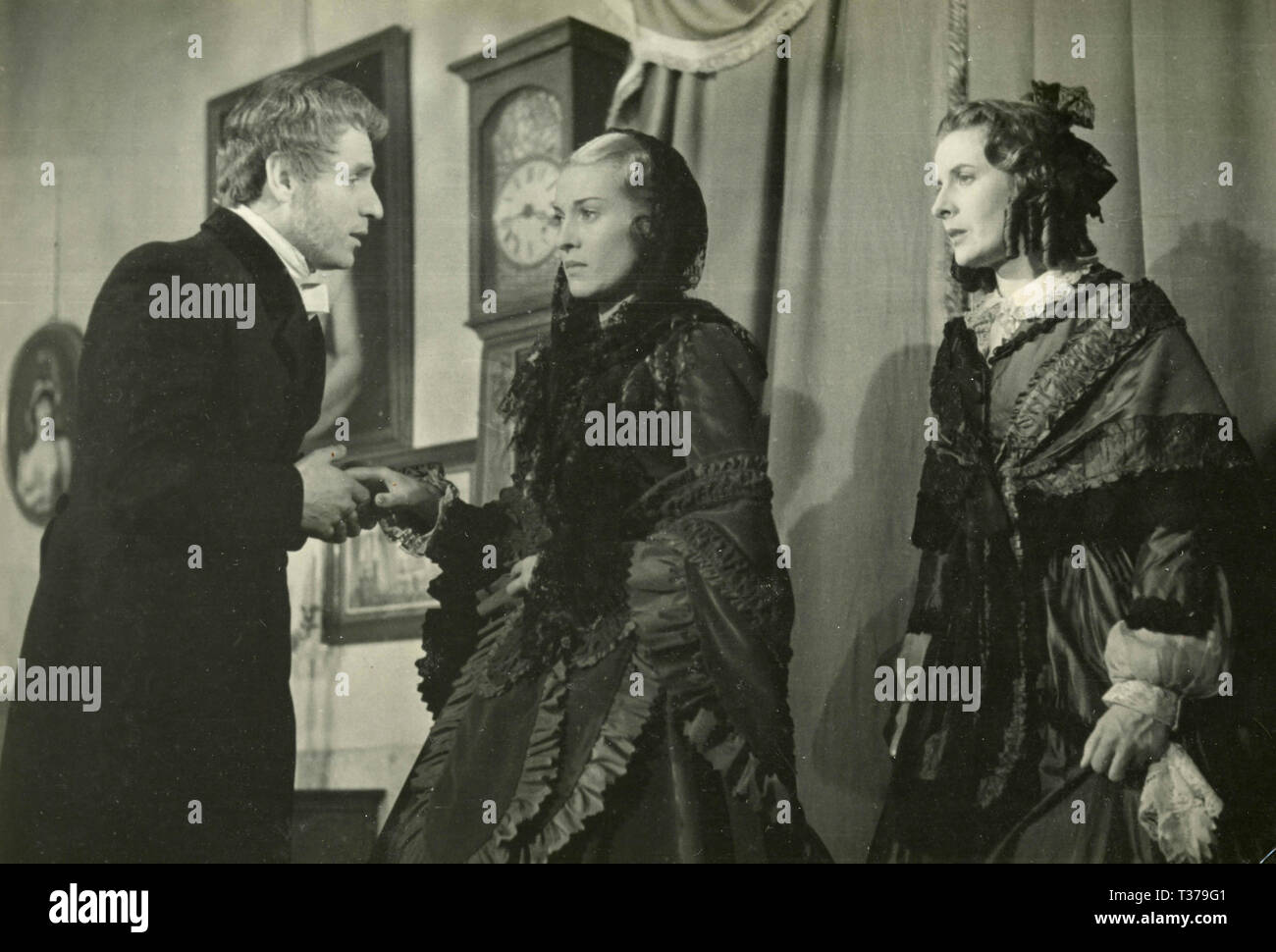Acteurs Mariella Lotti, Amedeo Nazzari et Rubi Dalma jouant Donizzetti, Bergame, Italie 1947 Banque D'Images