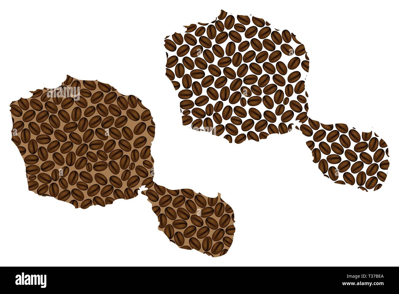 Tahiti - carte de grain de café, Otaheite site faites de grains de café, Illustration de Vecteur