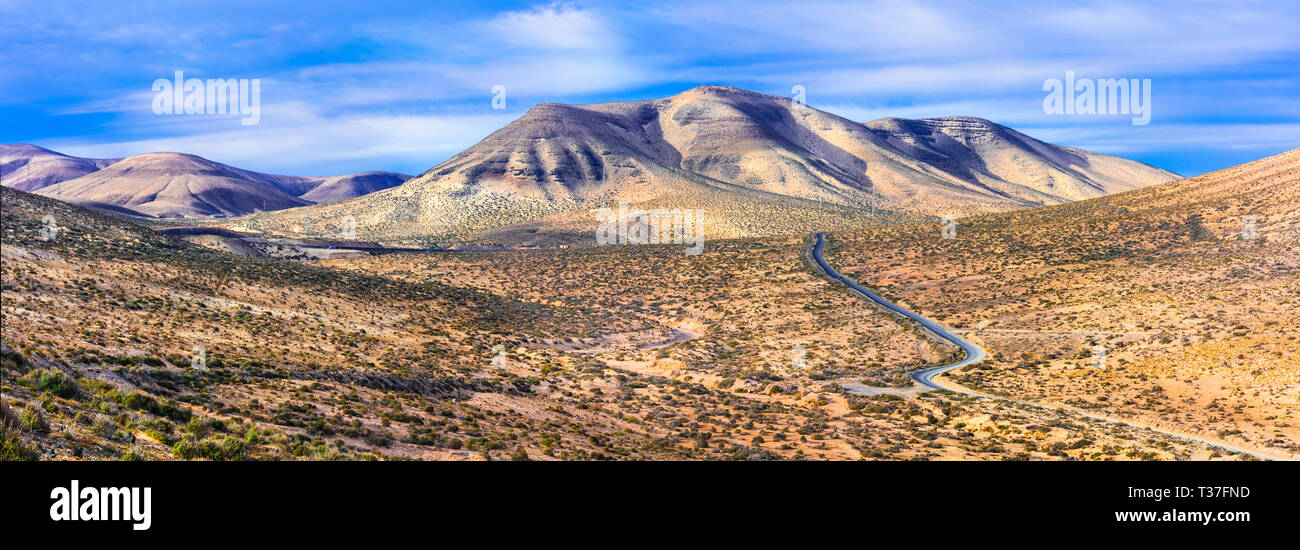 Paysage volcanique dans l'île de Fuerteventura, Espagne Banque D'Images