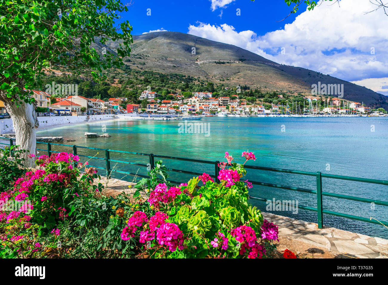 Beau village Agia Efimia,vue panoramique,grèce,Céphalonie Banque D'Images