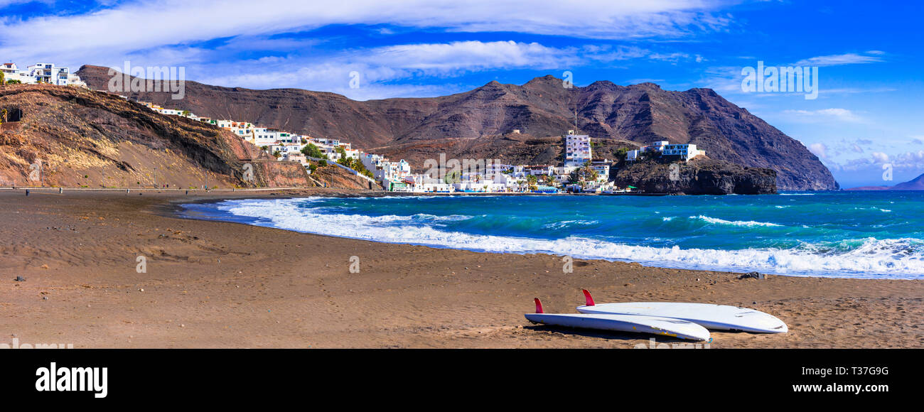 Beau village de Las Playitas,vue panoramique,l'île de Fuerteventura, Espagne. Banque D'Images