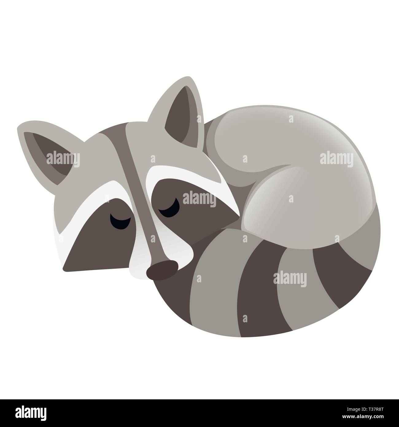 Cute cartoon raccoon dormir. L'icône du raton laveur paresseux. Cartoon animal character design. Télévision vector illustration isolé sur fond blanc. Illustration de Vecteur