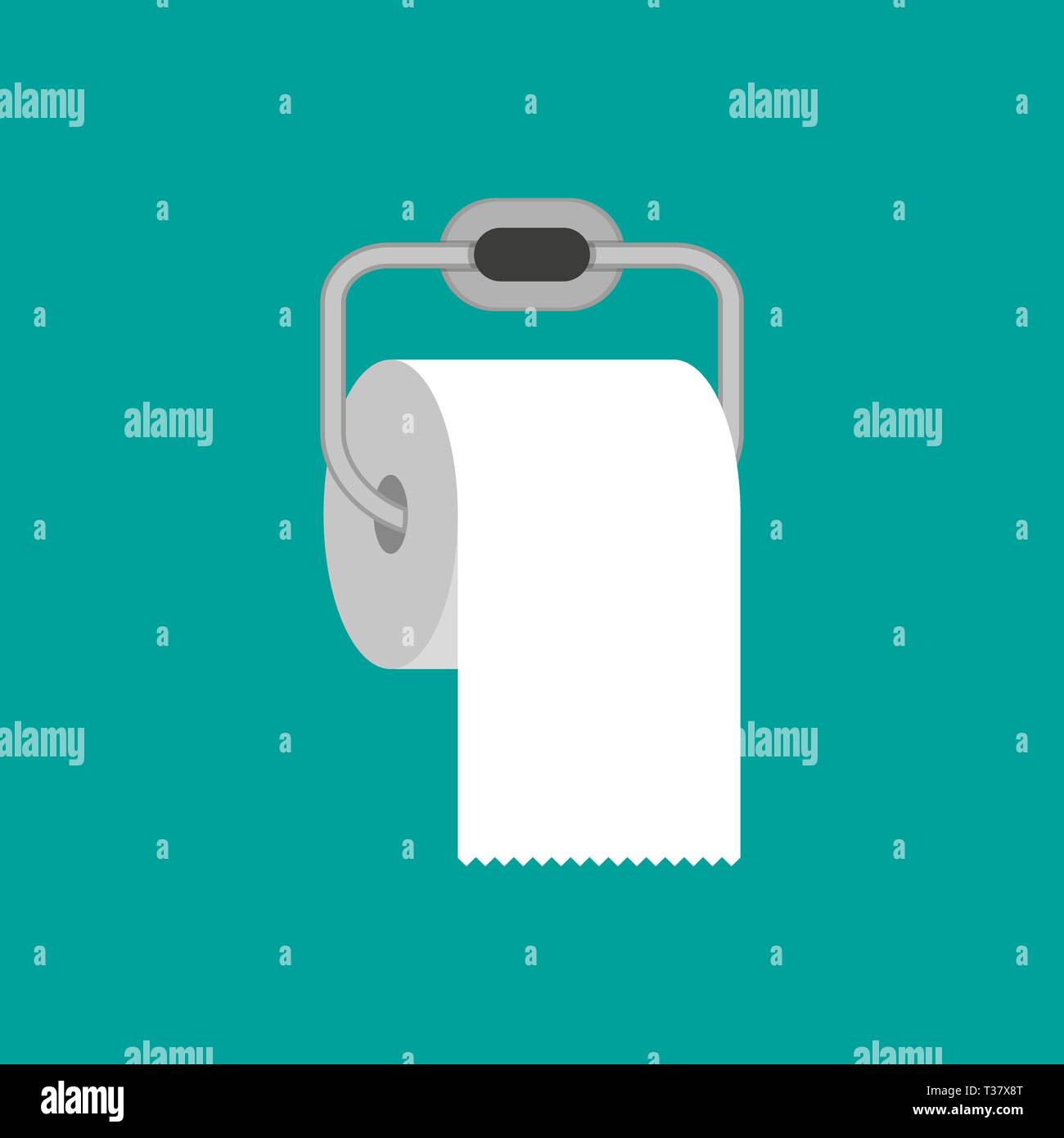 Rouleau de papier toilettes avec support de métal. vector illustration dans télévision style sur fond vert Illustration de Vecteur