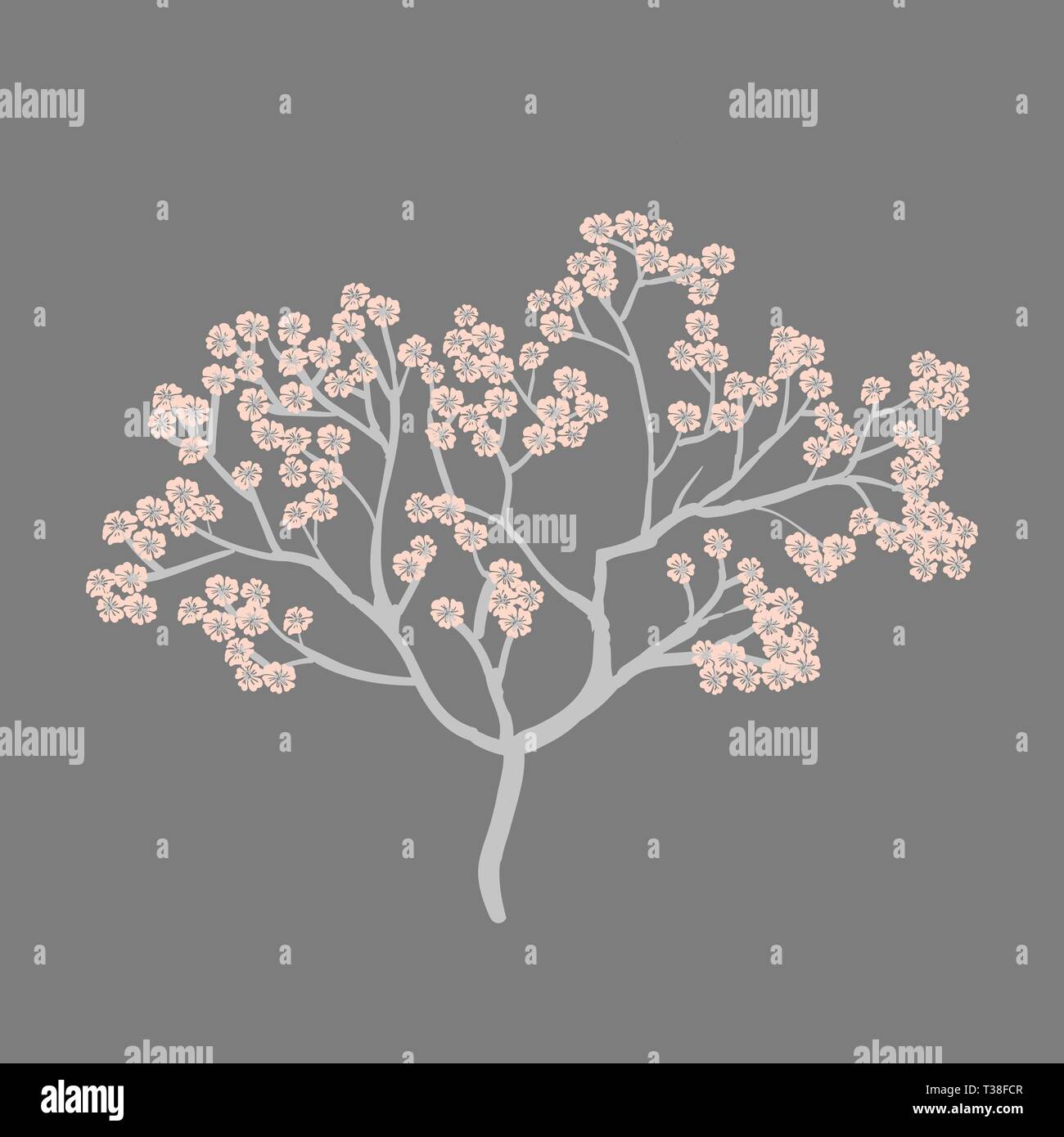 Avec carte Printemps Printemps Fleurs de cerisier fleur arbre Illustration de Vecteur