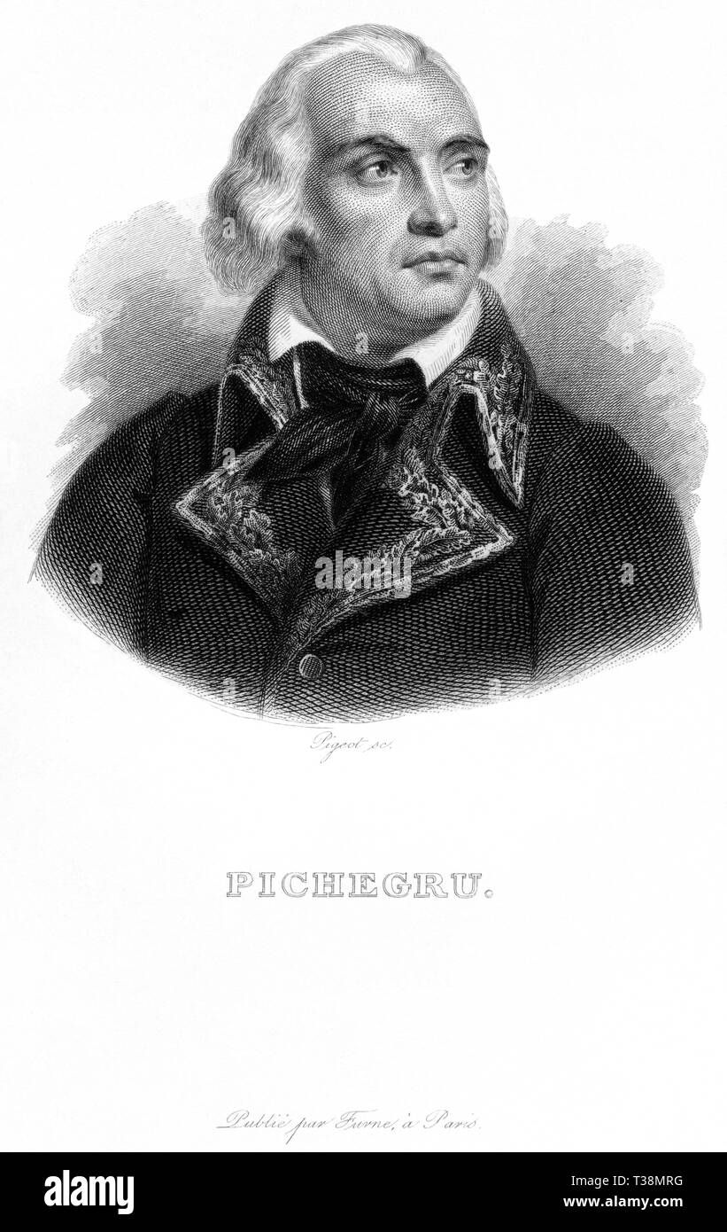 Europa, Frankreich, Jean-Charles Pichegru, général französischer der Revolutionskriege, Kupferstich von Pigeot , wahrscheinlich 1830er Jahre , ? , Son Banque D'Images