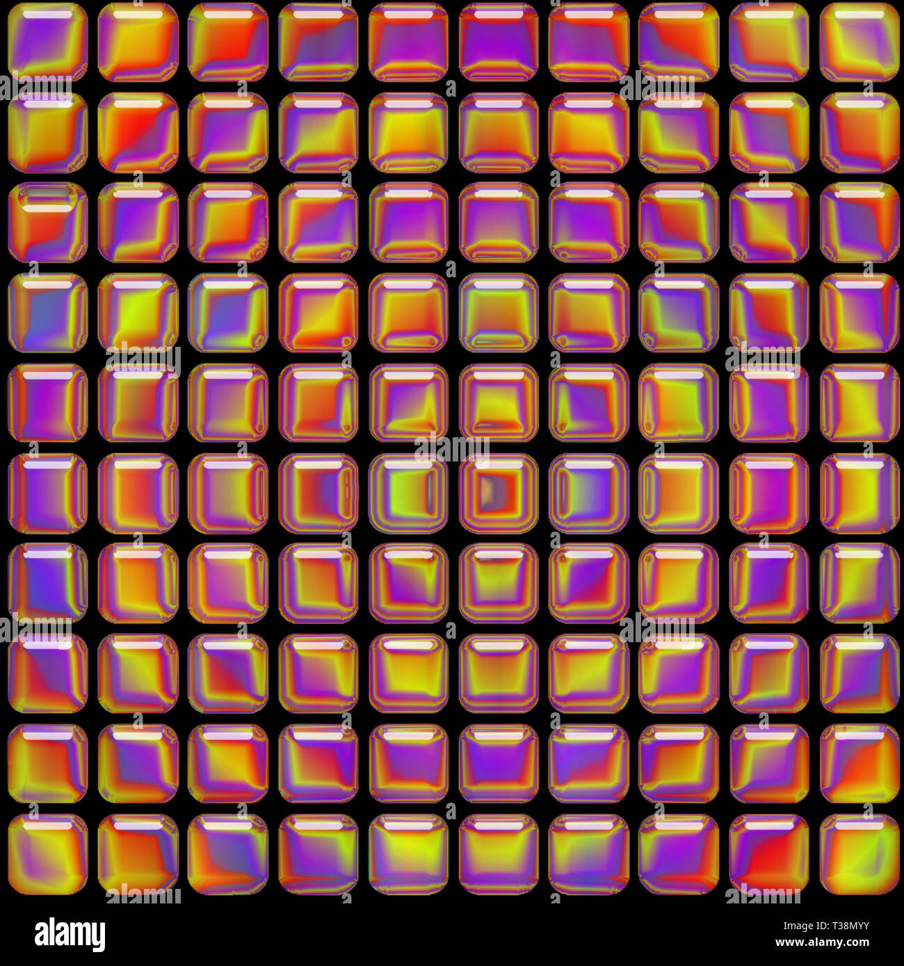 Psychedelic contexte tridimensionnel homogène créé avec petites tuiles Banque D'Images