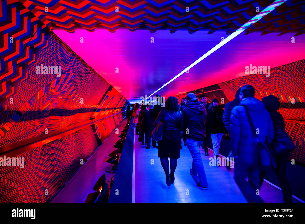 La "Couleur" de l'installation de lumière se déplace par Rombout Frieling Lab à Canary Wharf Winter Lights Festival 2019, London, UK Banque D'Images