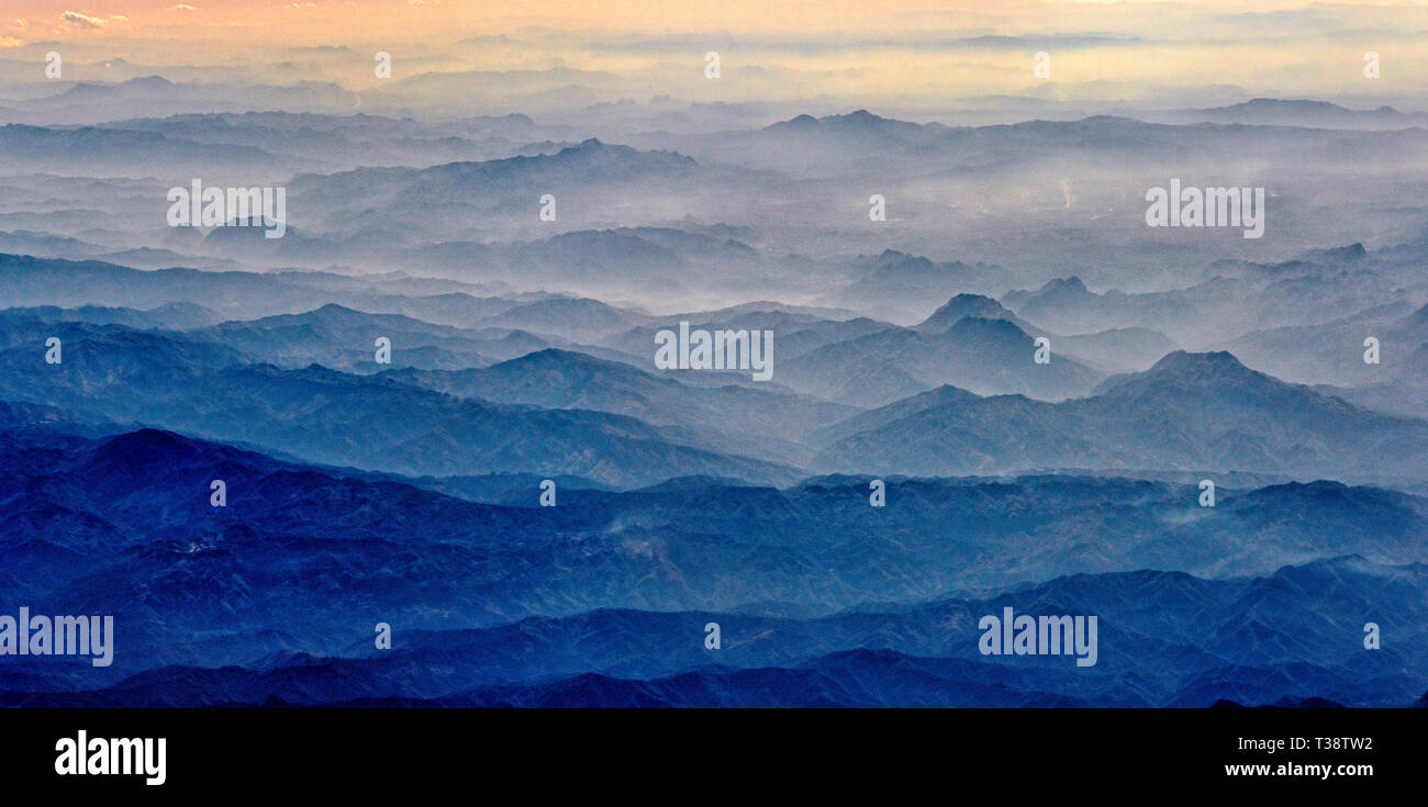Vue aérienne de l'Asie du Sud, la montagne Banque D'Images