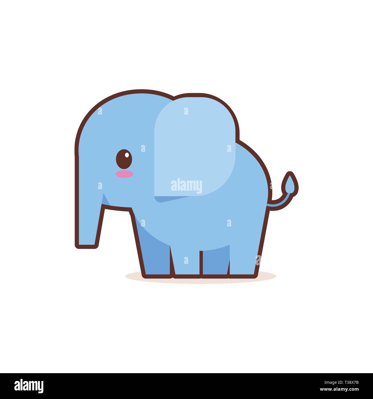 L'éléphant bleu mignon petit personnage de BD cartoon style kawaii anime animaux drôles pour les enfants concept vector illustration Illustration de Vecteur