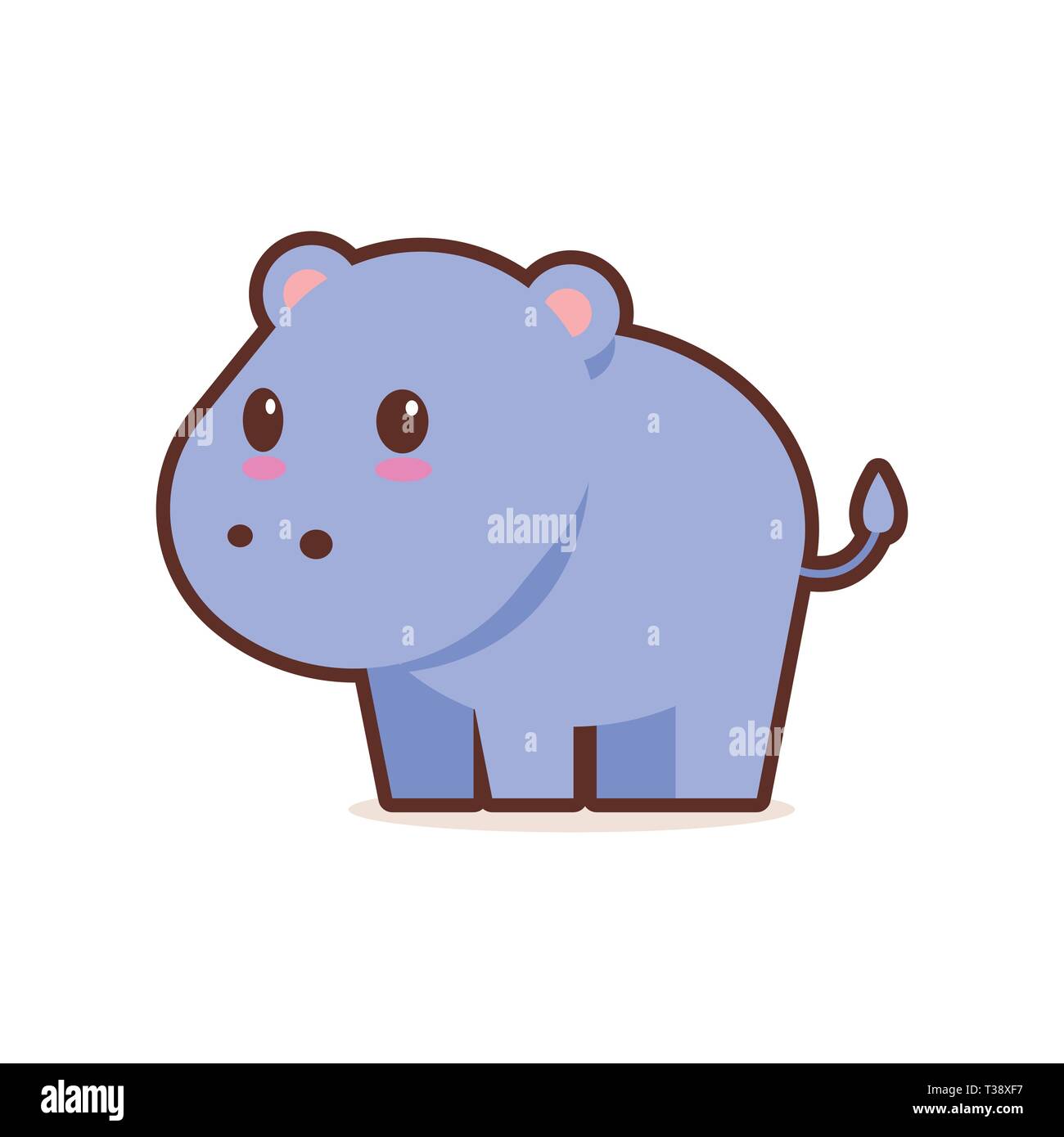 Hippopotame bleu cute cartoon personnage comique avec sourire heureux style kawaii anime emoji animaux drôles pour les enfants concept vector illustration Illustration de Vecteur