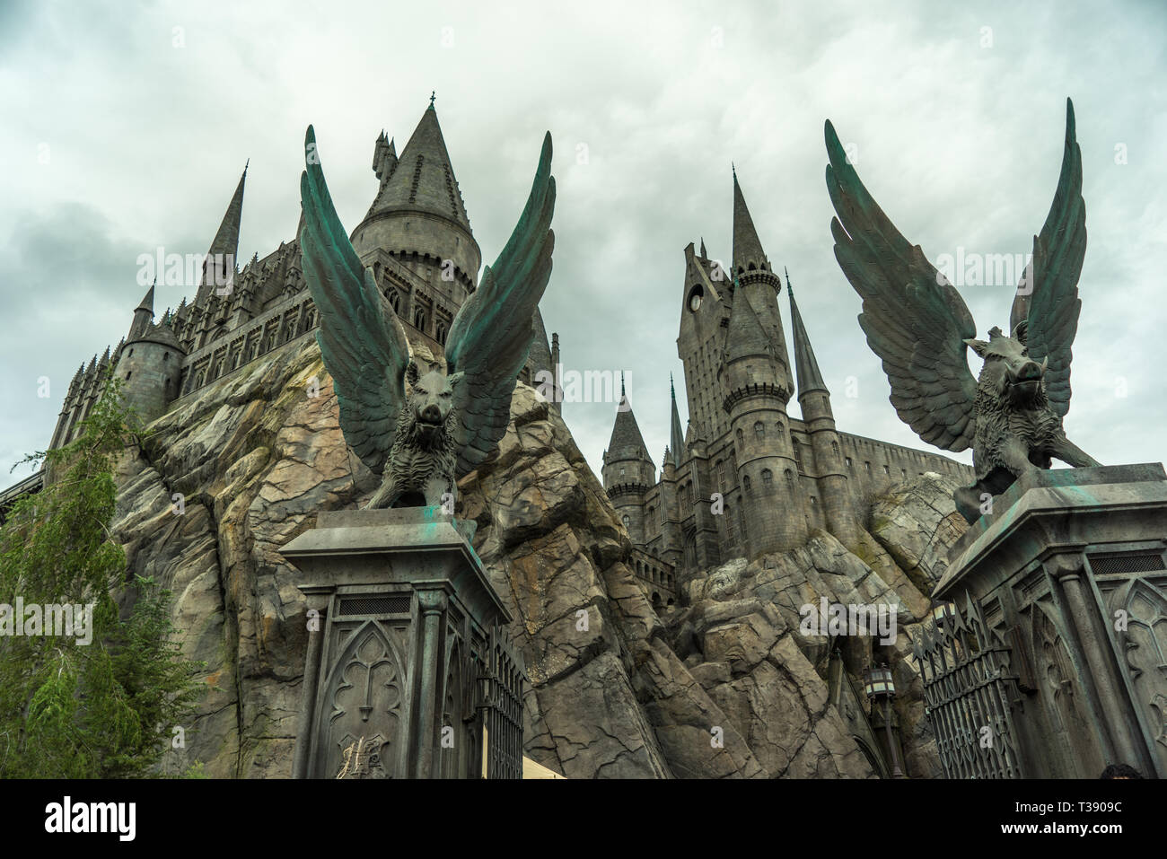 Parc à thème Universal Studios, Château de Poudlard, Harry Potter, Hollywood, Californie, USA Banque D'Images