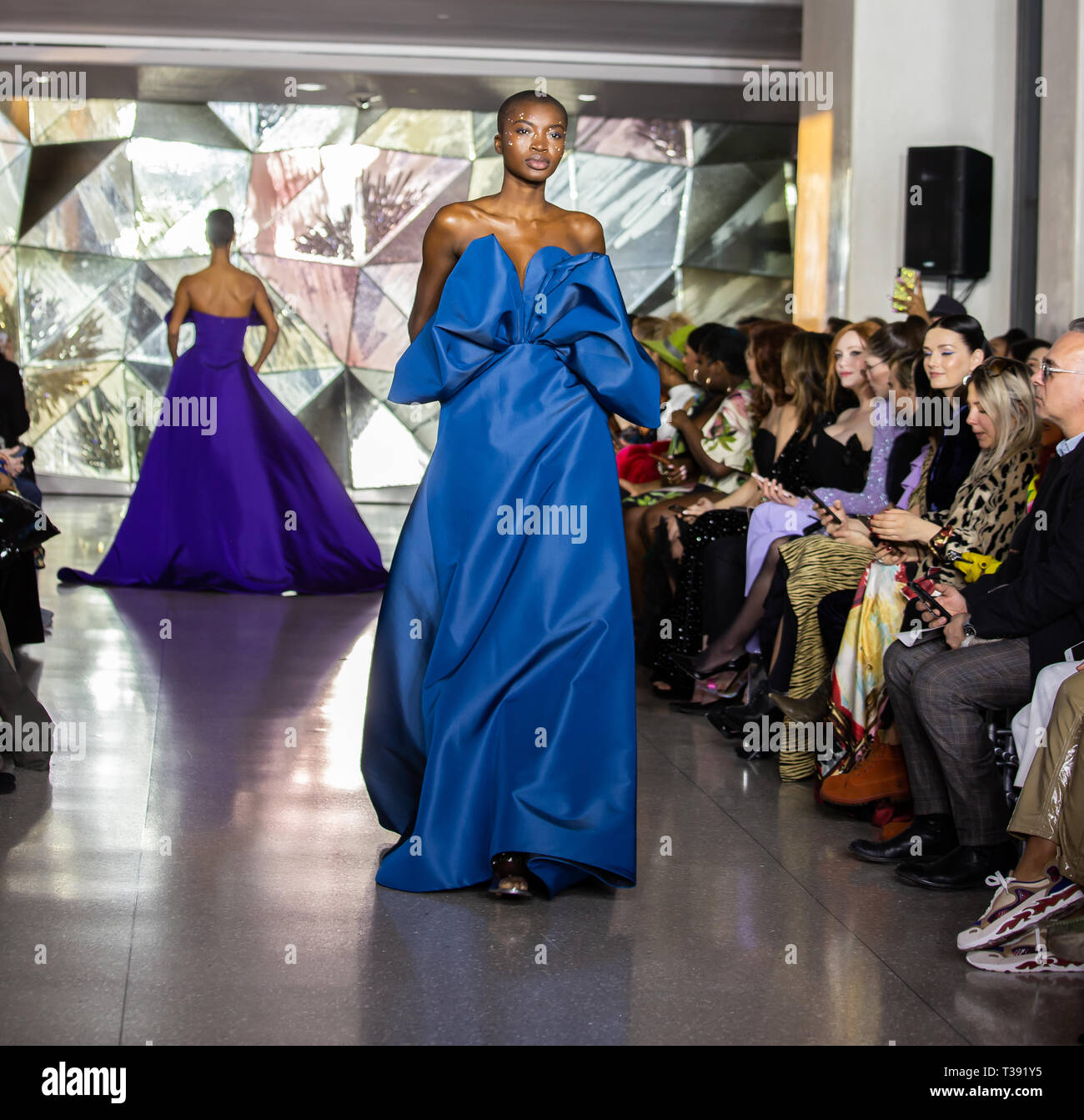 La Rockefeller Plaza, New York, 9 février 2019 : Christian Siriano défilé FW19 dans le cadre de la Fashion Week de New York Banque D'Images