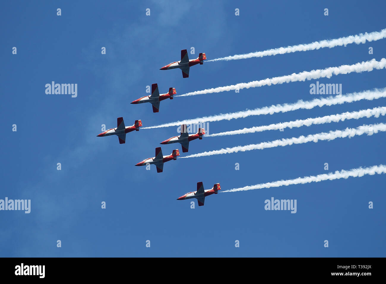 VIGO-ESPAGNE. Festival International de l'air patrouille Eagle .Vigo de la force aérienne espagnole sur juillet 18,2010 à Vigo, Espagne Banque D'Images