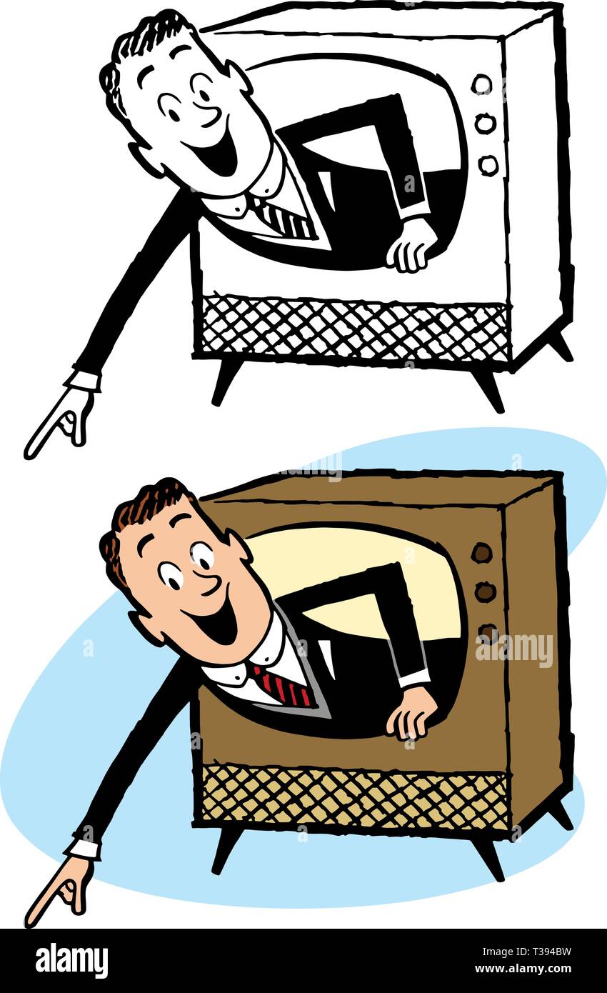 Un homme popping out de l'écran d'un téléviseur. Illustration de Vecteur Un homme popping out de l'écran d'un téléviseur. Illustration de Vecteur
