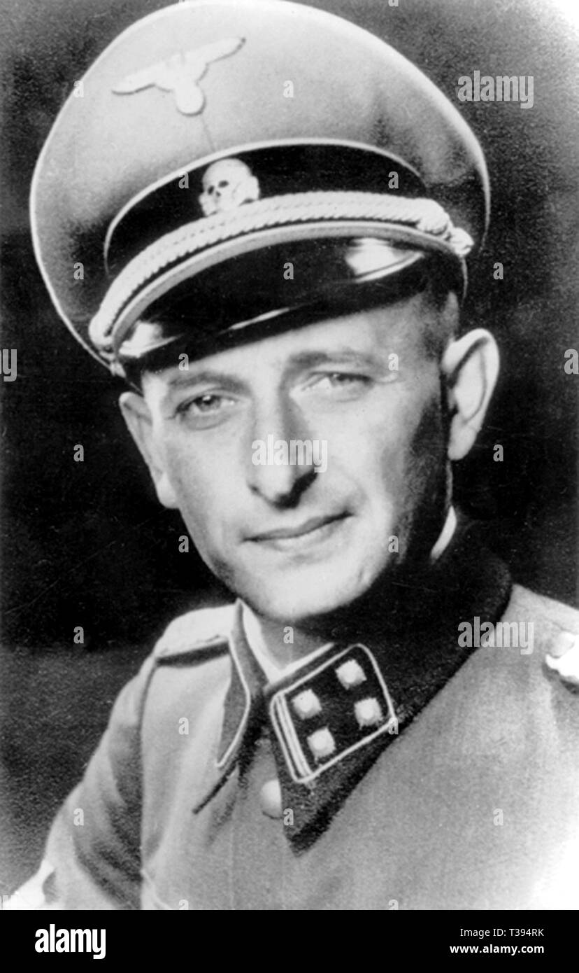 Adolf Eichmann, Otto Adolf Eichmann, Adolf Eichmann (1906-1962), nazi SS-Obersturmbannführer Allemand-autrichien (chef d'unité d'assaut principal) et l'un des principaux organisateurs de l'Holocauste. Chef du Reichssicherheitshauptamt (RSHA, Bureau central de sécurité du Reich) Département IV B4 (affaires juives), qui a organisé la déportation des Juifs au camp de concentration d'Auschwitz en Pologne occupée au cours de l'Holocauste Banque D'Images