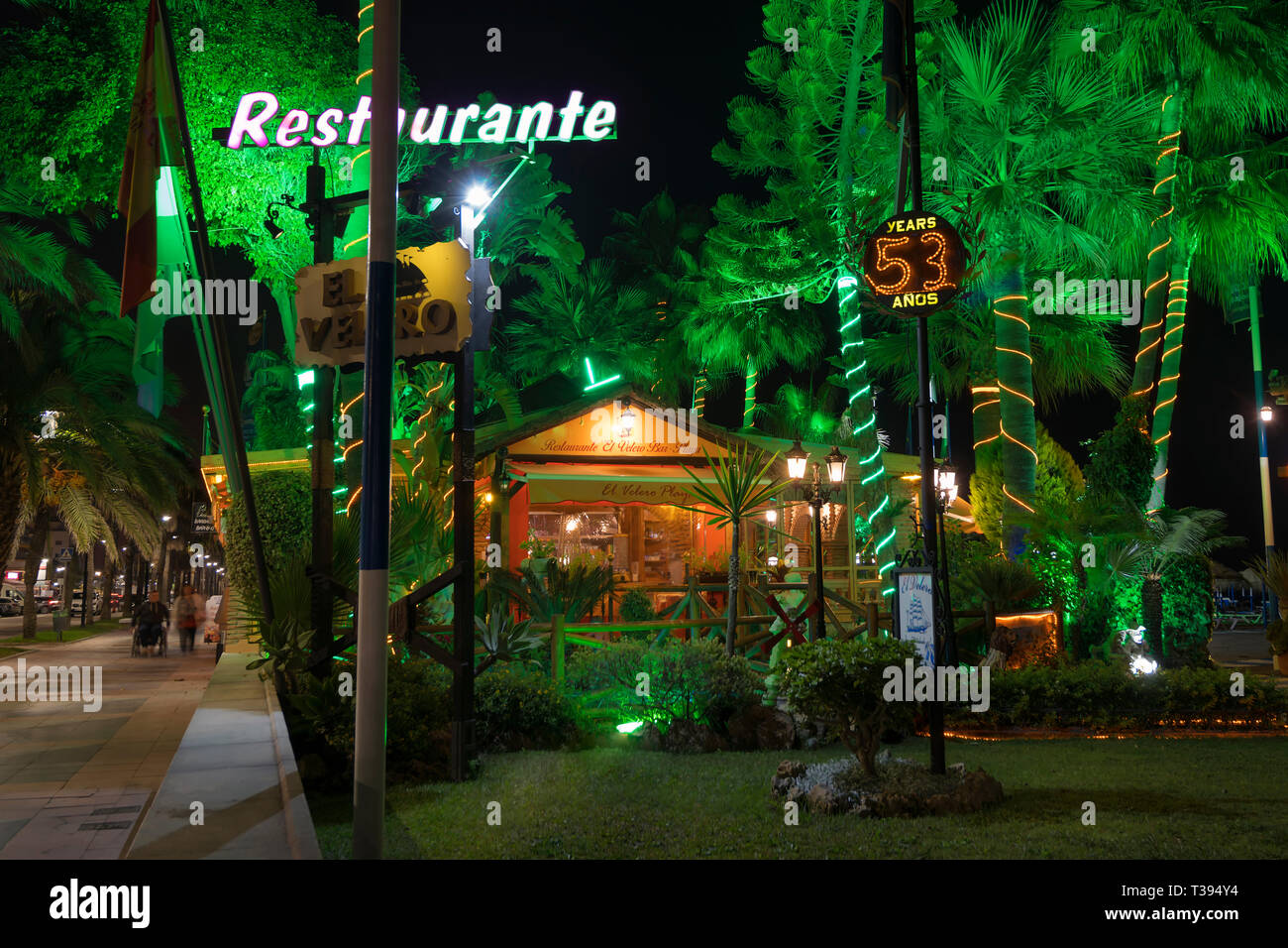 Restaurant à Costa del Sol, Espagne Banque D'Images