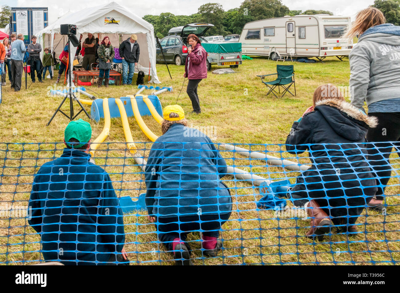 Course de furets à Holkham Country Fair, North Norfolk. Banque D'Images