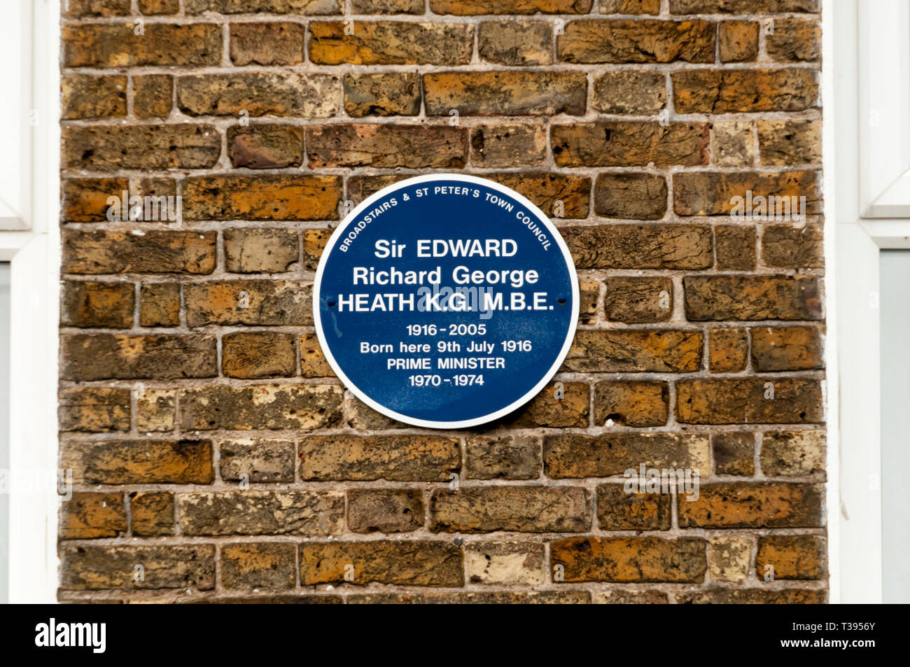 Blue plaque sur la maison natale de Ted Heath dans Broadstairs, Kent. Banque D'Images