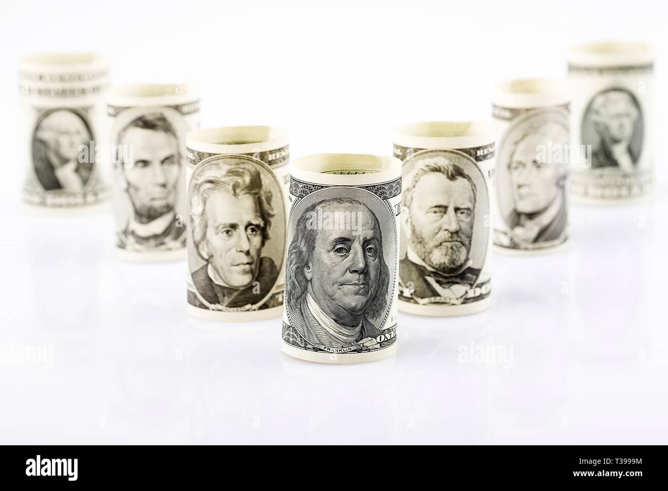 Les présidents américains sur un des billets en euros Banque D'Images