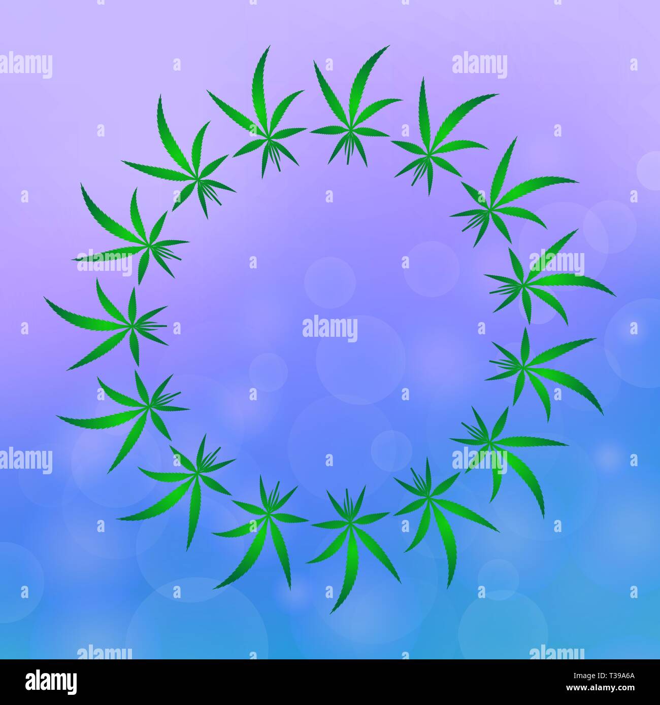 Motif Vert feuilles de cannabis. La marijuana châssis circulaire Illustration de Vecteur