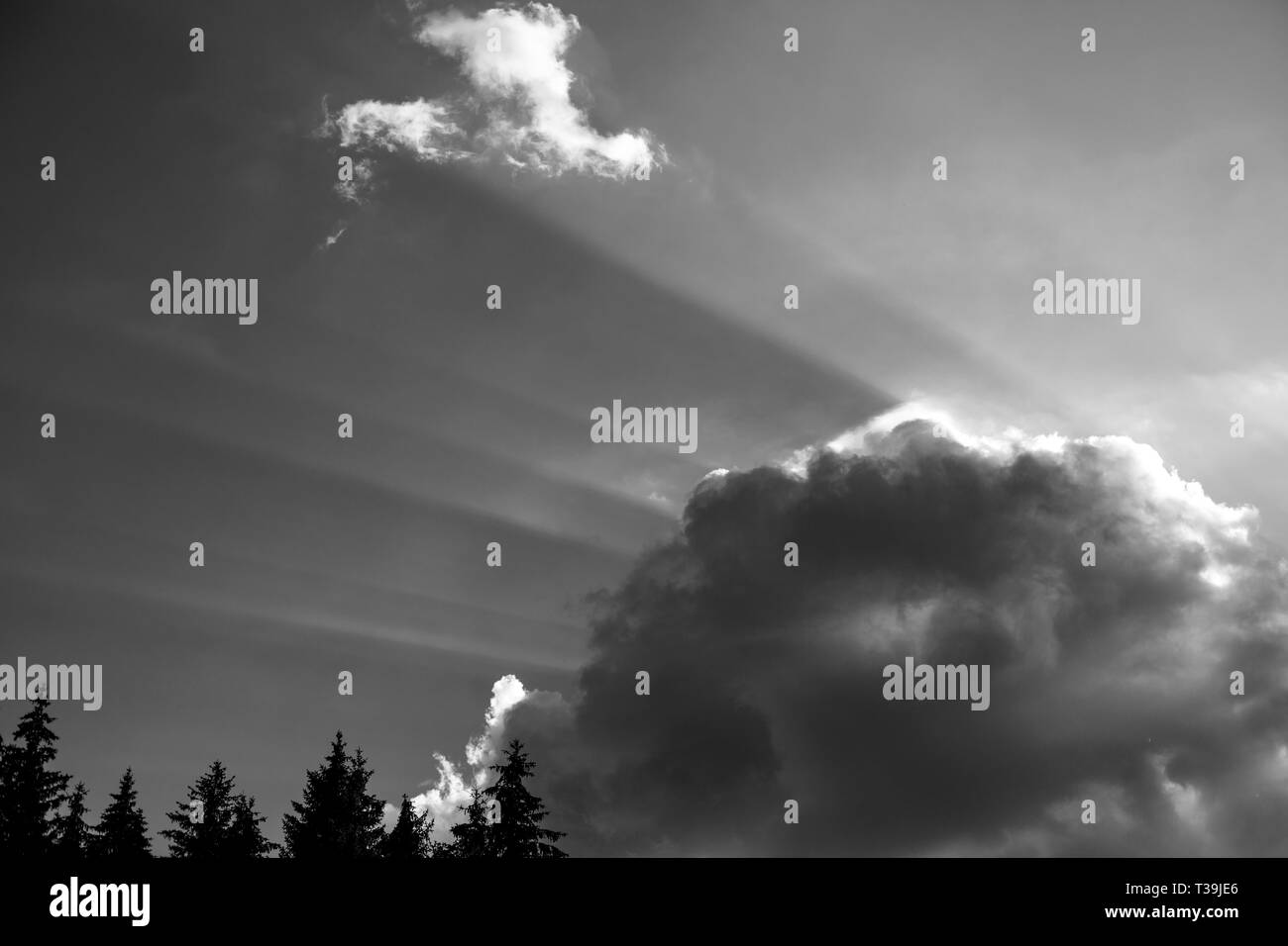 Sunbeam luttant contre un gros nuage Banque D'Images