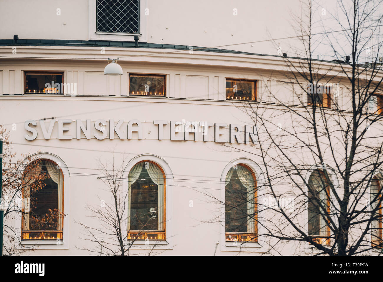 Helsinki, Finlande. Vue de Théâtre suédois est l'un des six théâtres professionnels en Finlande, le ciblage de la population de langue suédoise de Finlande. Banque D'Images