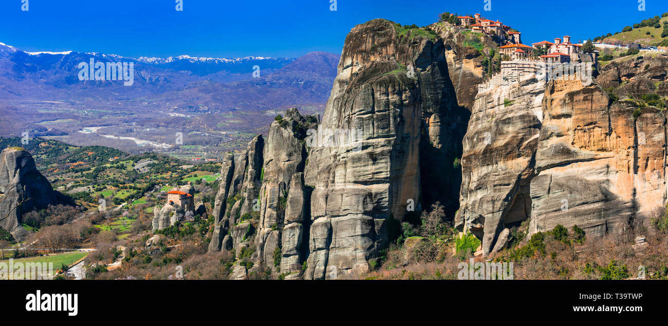 Monastère unique à Kalambaka, Grèce,Meteora Banque D'Images