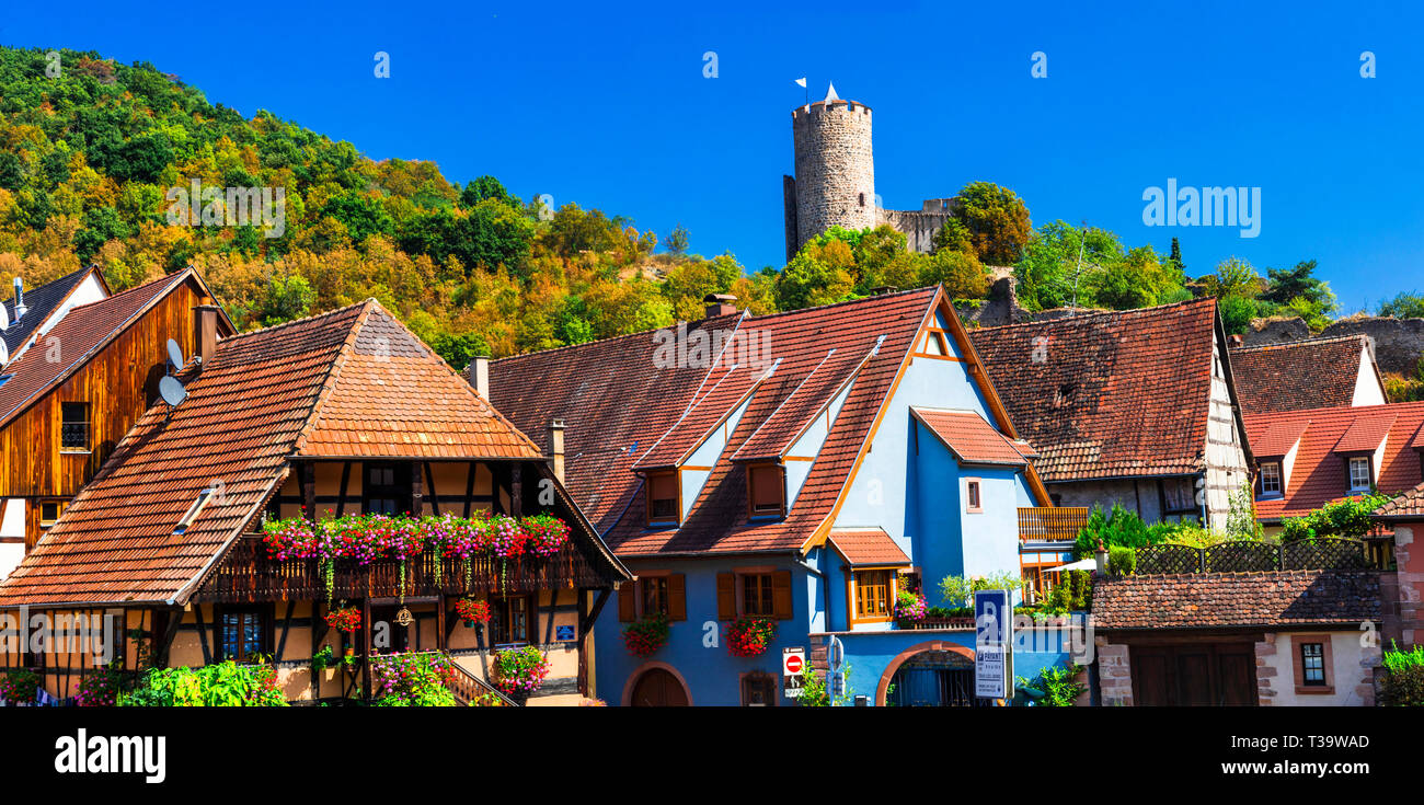 Village traditionnel Kaysersberg,Alsace,France Banque D'Images
