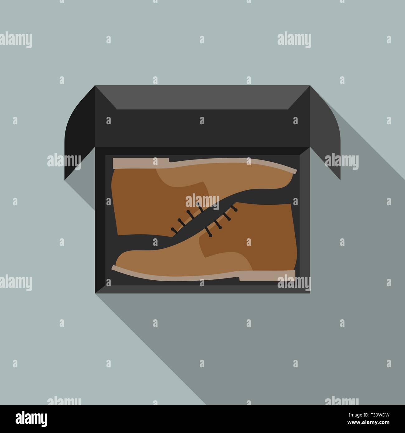 Chaussures hommes dans la boîte. Illustration de style simple avec des chaussures brunes dans la boîte Illustration de Vecteur
