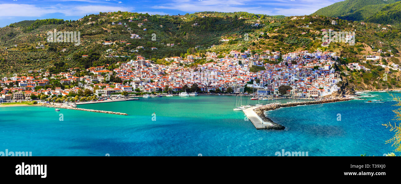 La ville de Skopelos impressionnant,vue panoramique,Grèce Banque D'Images