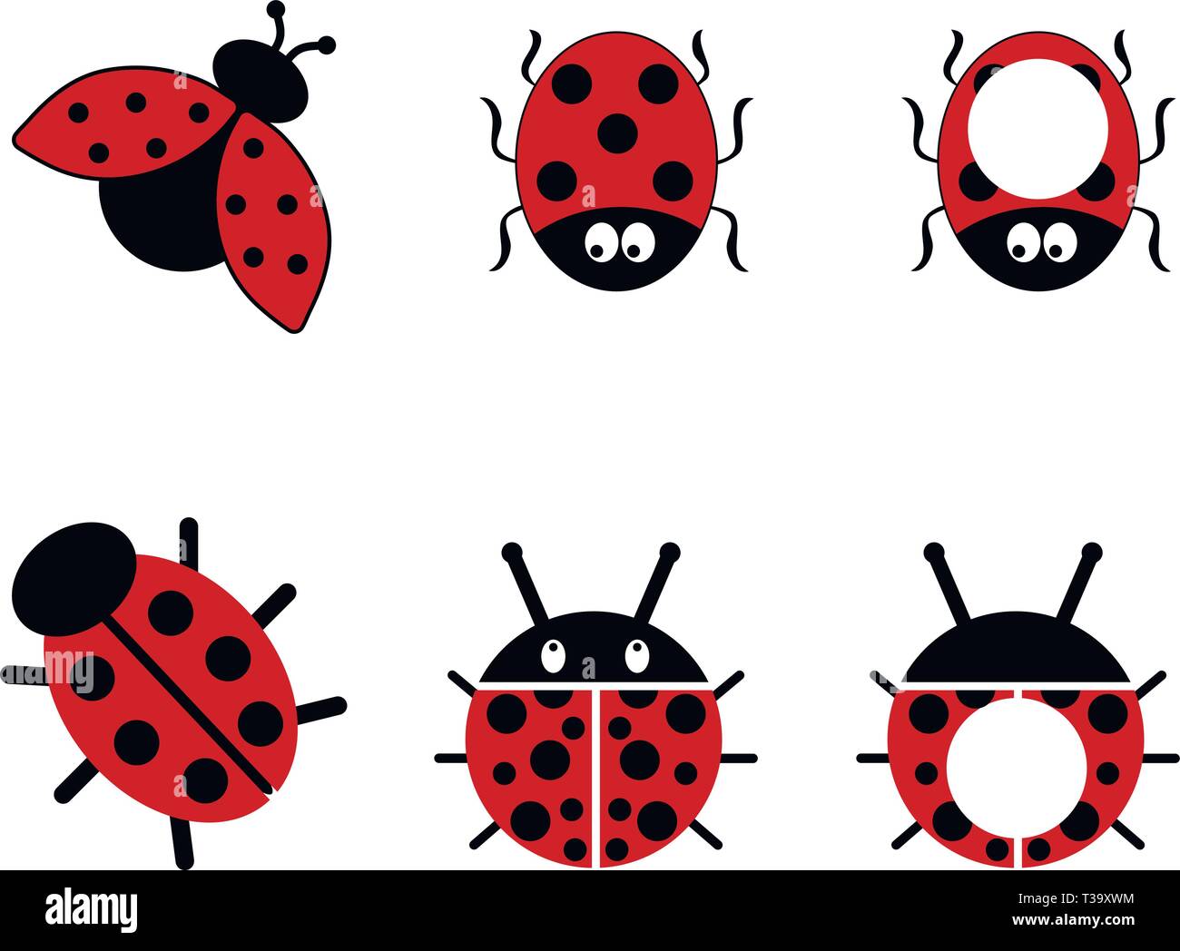 Ensemble de coccinelle de couleur Illustration de Vecteur