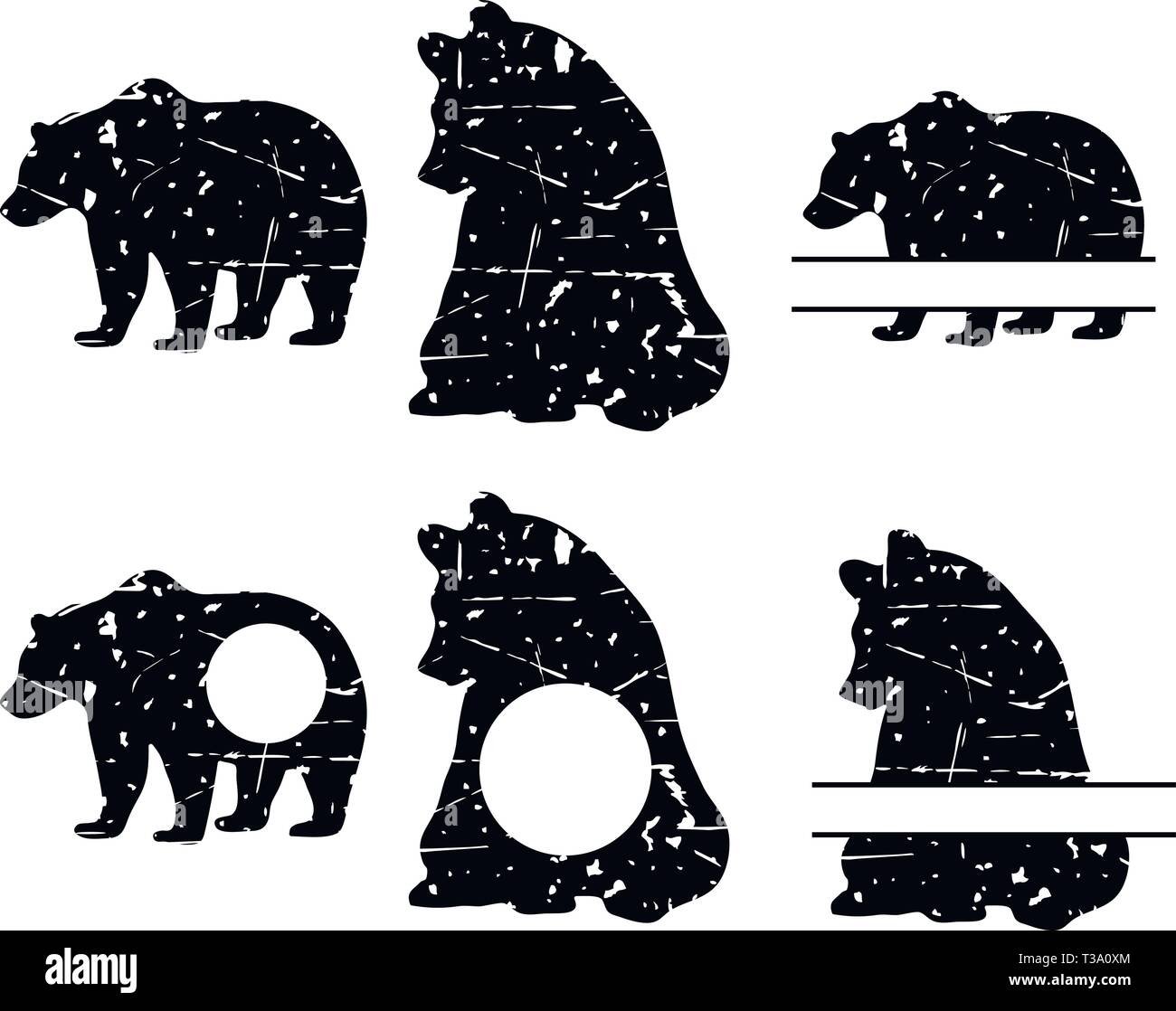 Silhouettes d'ours avec monogramme Illustration de Vecteur