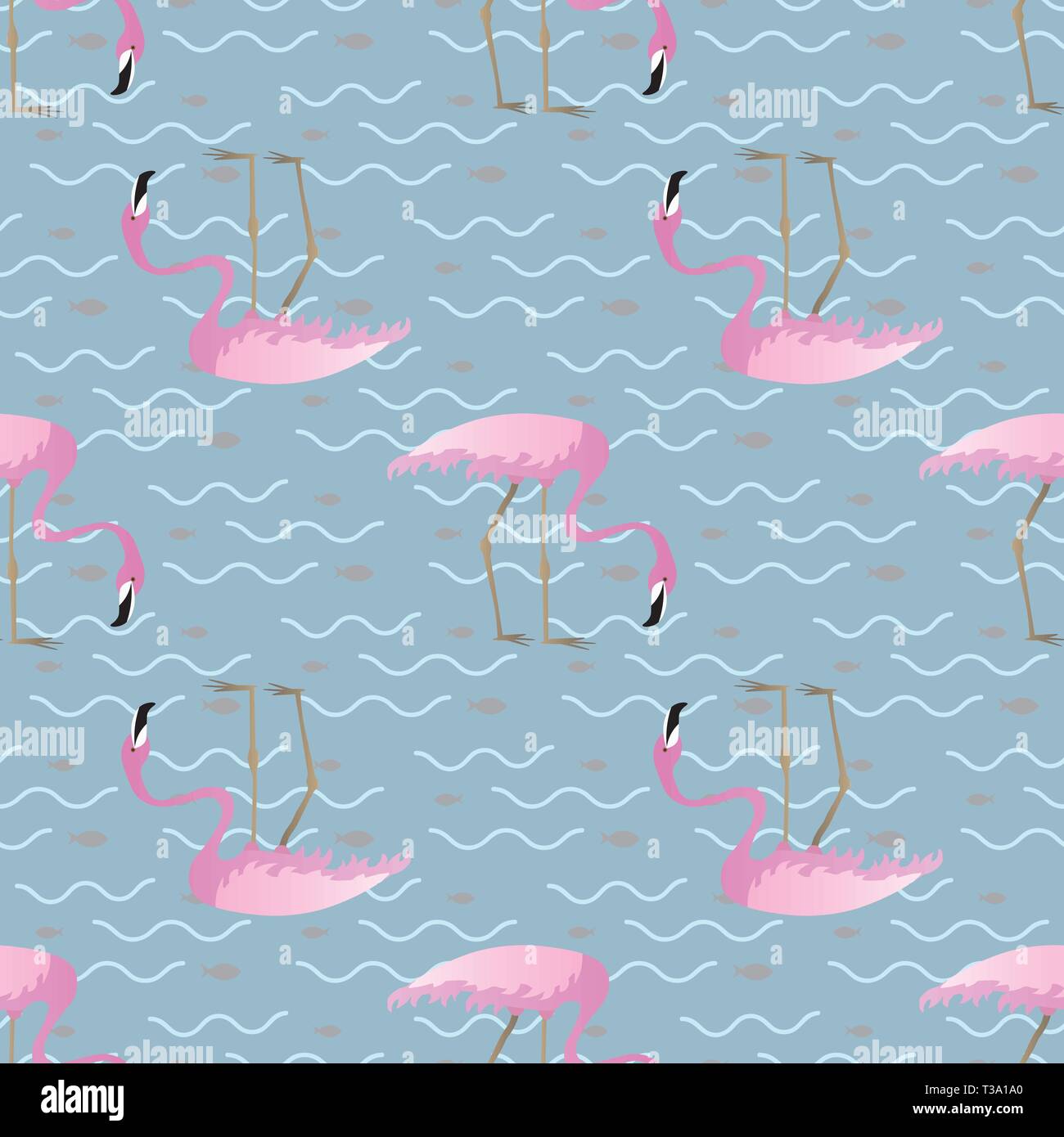 Beau motif transparent des flamants roses et des poissons 10 spe Illustration de Vecteur