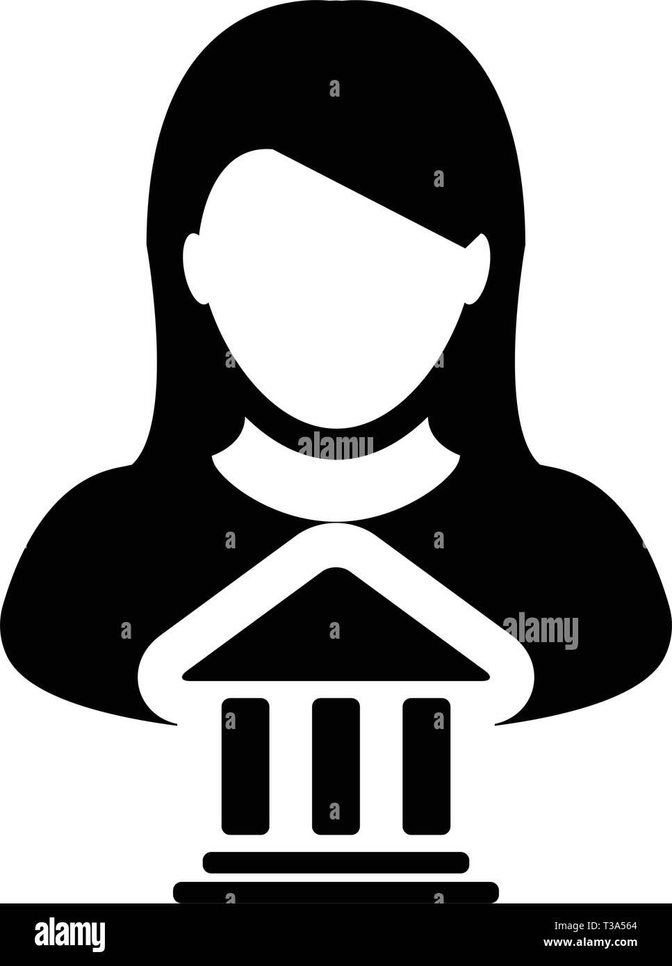 L'icône du gouvernement vecteur avec personne de sexe féminin avec avatar profil symbole de construction politique et de la gouvernance dans l'illustration pictogramme glyphe Illustration de Vecteur