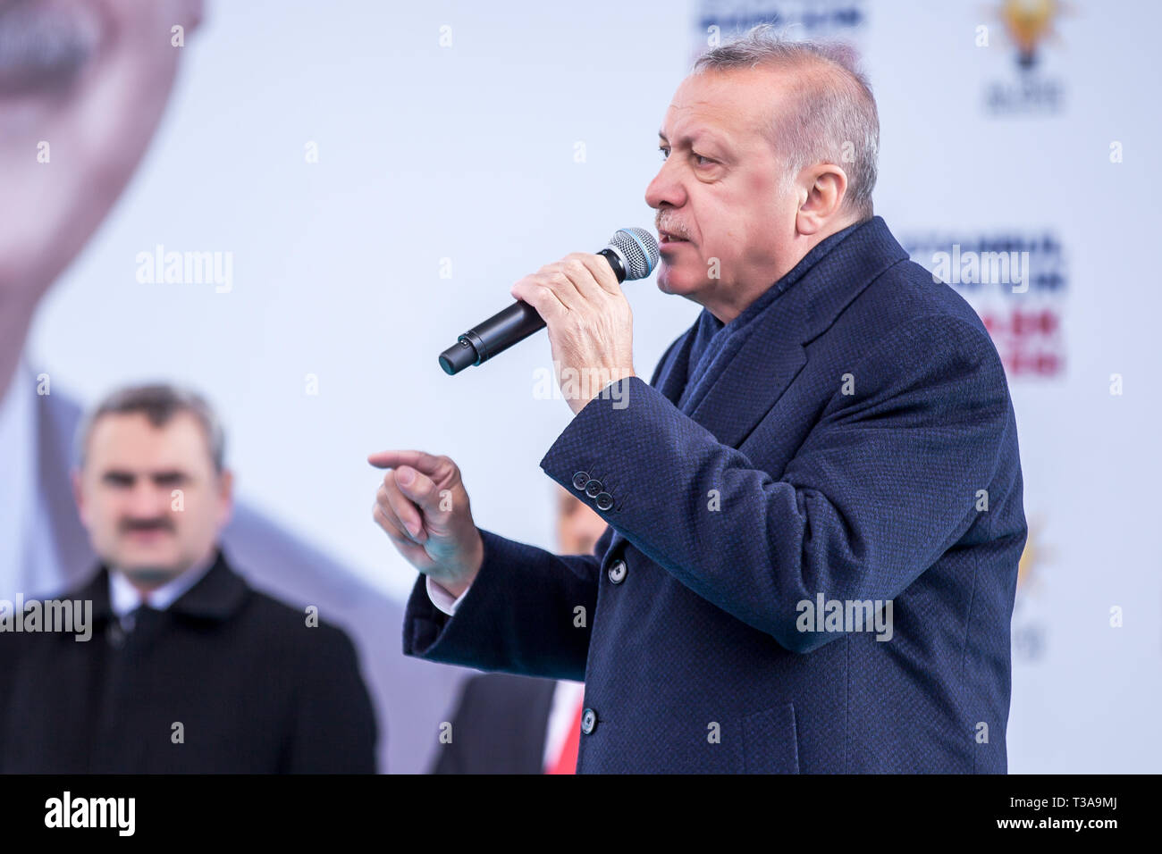 Le Président turc, Recep Tayyip Erdogan, s'exprime à l'Assemblée électorale locale Mars 31, 30 mars 2019 Bagcilar, Istanbul - Turquie Banque D'Images